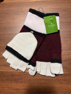 Kate Spade English Rose Knit Hat and Gloves Womens Kate Spade English Rose (Pink) Half Bow Beanie and  main image 3